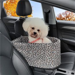 Carriers Leopard Dog Carriers Car Seat Central Control Bed Car Pet Seat Safe Car Armrest Box Portable Travel Accessories