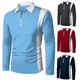 Men's Dress Shirts Autumn T-Shirt Shirt Long Sleeve Stitching Solid Color Casual Lapel High Quality Banquet Dinner High-end Pullov