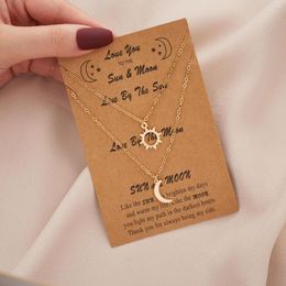 Pendant Necklaces Romantic Moon Sun Couple Necklace For Women Men Stainless Steel Creative Hollow Link Chain Set Jewellery Gift