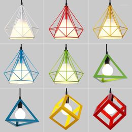 Pendant Lamps Multi Color Hollow Out Ironware Luminaires Lights Modern Hanging Unique Living Dining Rome Decors Changeable Bulb