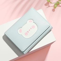 Wallets Brand Designer Cute Bear Small Three Fold For Women Soft PU Leather Card Holder Purse Ladies Fashion Purses Female