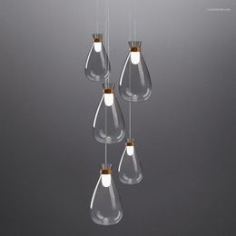 Chandeliers Modern Glass Pendant Hanging Ceiling Light Aluminium Acrylic Handing Lamp For Art Bar Loft Bedroom Living RoomPA0583