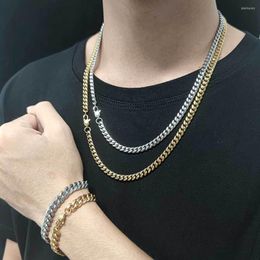 Chains 6MM High Quality Polished Cuban Link Necklaces Braceolets For Men Women Hip Hop Fashion Jewelry USENSET