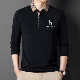 Men's Polos Fashion Male Clothes Cotton Polo Shirts Spring Autumn Long Sleeve T-shirt Hazzys Men Lapel Tops Business Casual Fit Jersey 230428