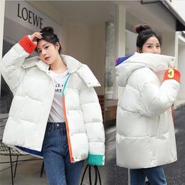 Leather New Snow Wear Parka Women Jacket Winter 2022 Warm Women's Coat Hooded Thick Loose Fashion Ladies Parkas Outerwear White