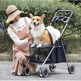 Carriers Cats Dogs 4 Wheels Pet Gear Travel Carriage Pushchair Pet Strollers with Mesh Window OneClick Fold Safety Belt Cup Holder