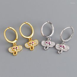 Hoop Earrings 925 Silver Small Circle Rings 18k Gold Colour Animal Baby Elephant Pendant Piercing Brinco Women Pendientes