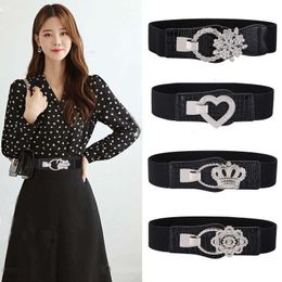 Other Fashion Accessories Elastic women's belt simple black belt with metal buckle decorated with rhinestones for coats sweaters fashionable clothes J230502