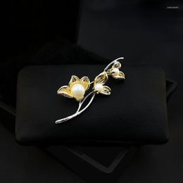 Brooches Beauty High-Grade Lotus Brooch Women's Chinese Style Elegant Flower Pin Fixed Clothes Ornament Pearl Jewellery Pins Gifts