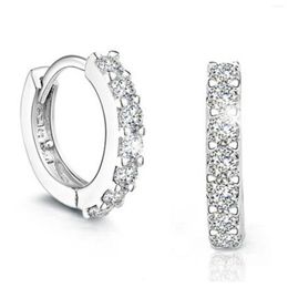 Hoop Earrings High Quality 925 Sterling Silver Simple Fashion Single Row Zircon For Women & Men Wedding Engagement Gifts