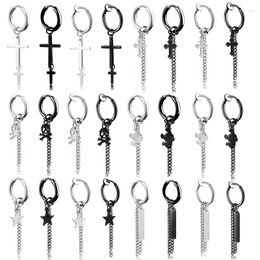 Backs Earrings Punk Goth Titanium Steel Cross Earring Fashion Hip Hop Street Trend Men Women Tassel Chain Pendant Creative Gift Jewellery