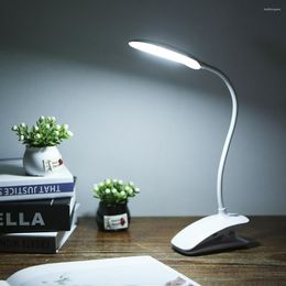 Table Lamps Clip LED Desk Lamp Touch On/off Switch 3 Modes 4250K Eye Protection Reading Dimmer Rechargeable USB