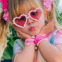 Sunglasses for Kids Children Cute Boy Girl Love Heart Birthday Wedding Party Items Photograph Show Decor Pink Brown Black Colour