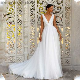Party Dresses Deep V-neck Organza and Tulle Plus Size Wedding Dress Sexy Backless Bridal Gowns Simple Custom Made T230502