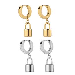 Hoop Earrings Vintage Small Padlock For Women Custom Initial Dangle & Huggie