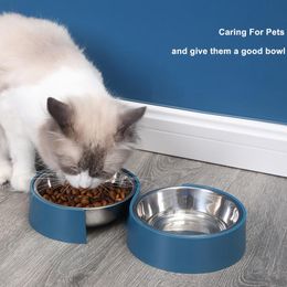 Feeding Dog Bowl Stainless Steel Double Bowls For Pet Outdoor Travel Portable Feeders Sshaped Cat Dog Food Water Feeder