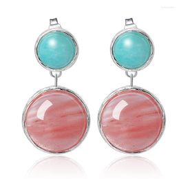 Dangle Earrings Lotus Fun Real 925 Sterling Silver Natural Amazonite Handmade Fine Jewellery Candy House For Women Brincos