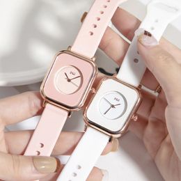 Wristwatches Fashion Cute Pink Watch Women Rectangle Watches Casual Silicone Strap Analog Quartz Ladies Girls Students