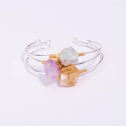 Bangle E&A Simple Style Elegant Ladies Gold Silk Wrap Nature Colourful Stone For Women Girls Fashion Jewellery Super Pretty Decor