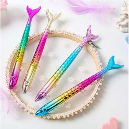 Pcs/lot Colorful Mermaid Gel Pen Cute Gradient 0.5 Mm Black Ink Signature Office School Writing Supplies Stationery Gift