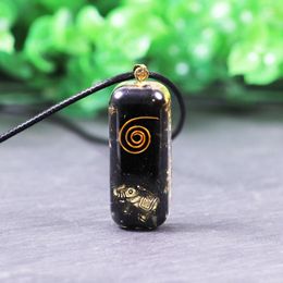 Pendant Necklaces Obsidian Orgone Crystal Pipe Shape Necklace Balancing Chakra Energy Protection Gemstone Jewellery