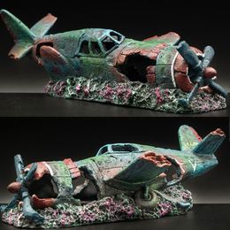 Decorations Fish Tank Landscaping Ornament Aquarium Decoration Fighter Plane Resin Airplane Artificial Sunk Waterscape Decor Dropshipping