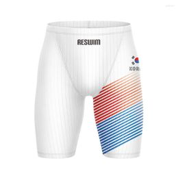 Men's Swimwear Korea Mens Swim Shorts Beach Trunks Training Swimming Pants Printing Contest Sports Surfing Diving Tights