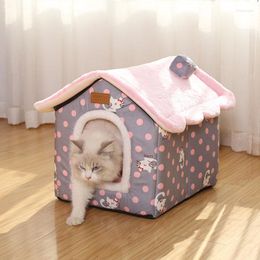 Cat Beds Dog House Indoor Warm Kennel Pet Cave Nest Washable Removable Mat Cosy Sleeping Bed For Cats Supplies