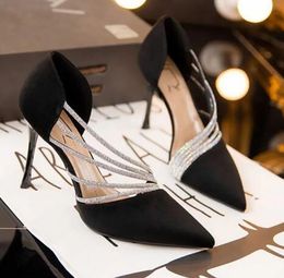 Fashion Women Dress Shoes Autumn Pumps Evening Party Ladies Pointed Toe Nude Leather Black Suede Gold Patent Designer Sandal High Heels Box EU 35-43