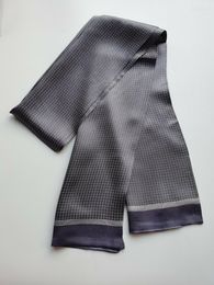 Scarves Men's Silk Scarf Long Neckerchief Double Layer Cravat Grid Printed PatternScarves