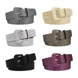 Other Fashion Accessories Bright Shiny Female Waist Belt Waist Chain Luxury Sweet Waist Belt Fashion Belts Full Sequins Adjustable Buckle Belt Dropship J230502