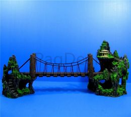 Decorations L26CM 10.2'' Aquarium Mountain Drawbridge View Decoration Hill Hanging Bridge View Ornament Resin Fish Tank Decoration Large