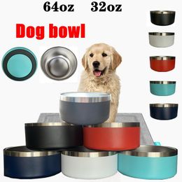 Feeding 32oz 64oz Dog Bowl Double Wall NonSlip Stainless Steel Pet Dog Food Feeder Water Bowl for Medium Large Pets