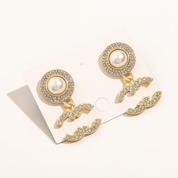 Luxury Pearl Diamond Stud Earrings Spring Charm Women Love Earrings Premium Accessories 18K Gold Plated Retro Design Jewellery Earring Wholesale