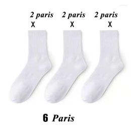 Men's Socks 6 Pairs Men Cotton Casual Black White Grey Long Unisex High/Mid Tube Sports Business In Bulk