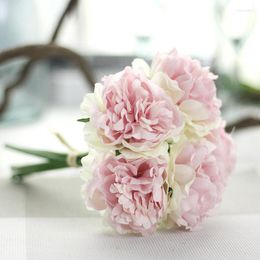 Decorative Flowers 5Pcs Artificial Hydrangea Peony Flower Hand Bouquet DIY Silk Fake For Home Wedding Valentine Gift Wreath