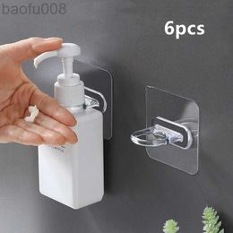 Robe Hooks 4/6Pcs Wall-Mounted Multifunctional Round Hooks Free Punching Seamless Paste Storage Rack Kitchen Bathroom Household Ring Hanger W0411