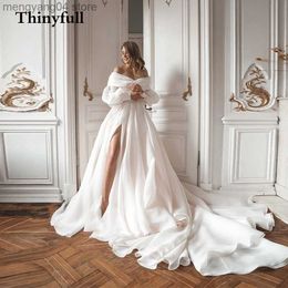 Party Dresses Soft Long Beach Wedding Dresses Off Shoulder Full Puffy Sleeves Boho Bridal Marrige Gowns Side Split Princess Dress Vestidos T230502