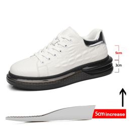 New Man 3/ 6/ 8 CM Crocodile Pattern Leather Casual Shoes Men Elevator Sneakers Height Increase Mens Skate Footwear White Black