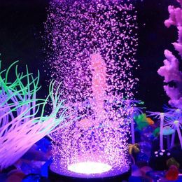 Lightings Remote controlled IP68 Waterproof Aquarium Submersible Fish/Turtle Tank Air Stone Bubble Led Light RGB Underwater Lighting Decor