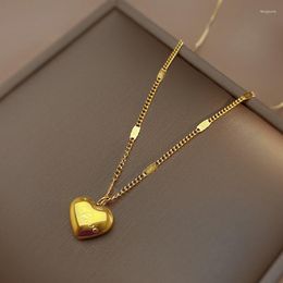 Pendant Necklaces Titanium Heart For Women Stainless Steel Chain Golden Clavicle Link Jewellery Items With