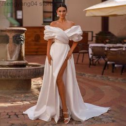 Party Dresses Elegant Off The Shoullder Sweetheart Satin A Line Wedding Dresses Side Slit Pleat 2023 Formal Bridal Grown kleider damen hochzei T230502