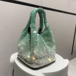 Evening Bags for Women 2023 Luxury Handbags Handle Rhinestones Clutch Purses Shiny Crystal Purse Bucket 230427