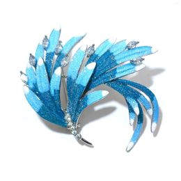 Brooches Retro Vintage Gradient Blue Enamel Phoenix Peacock Tail Brooch Pin Animal Wing Traditional Chinese Kingfisher Feather ARTJewelry