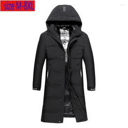 Men's Down Winter High Quality Men X-long Heating Hooded Jacket Thickened Warm White Duck Thick Coat Plus Size M-6XL 7XL 8XL