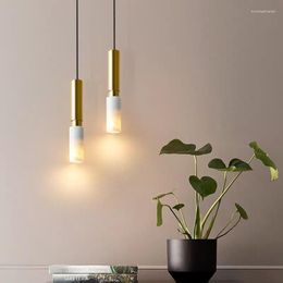 Pendant Lamps Modern Minimalist Luxury Marble Dining Room Small Chandelier Living Bedroom Bedside Led Lighting Lamp Study