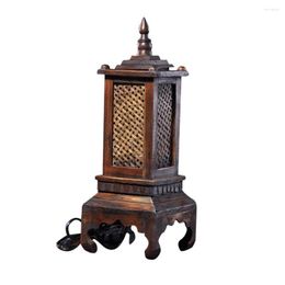 Table Lamps Thai Style Art Wooden Tower Modeling Lamp Bamboo Lampshade Wood Carving Traditional Decor Bedroom Living Room Light