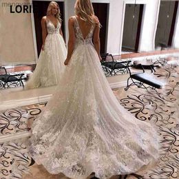 Party Dresses Ivory Lace Glitter Wedding Dresses Shiny Tulle Beach Bridal Dresses Boho Elegant Wedding Party Gowns Open Back Long Train T230502