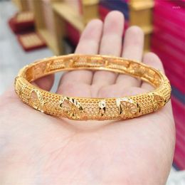 Bangle Bangles Women Wrist 24K Gold Color Dubai Fashion Charms Brand African Designer Ethiopian Female Luxury Dainty Jewelry