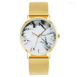 Wristwatches 4 Colors Rose Gold Silver Women Stainless Steel Belt Leisure Watch Marble Dial Men Quartz Watches Unisex